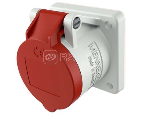 Розетка панельная 16А 3п 9ч 400В IP44 прямая пружинные клеммы TwinCONTACT фланец 62х62мм Mennekes 1351