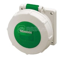 Розетка панельная 16А 4п 10ч >50-500В 100-300Гц IP67 прямая фланец 75х75мм винтовые клеммы Mennekes 224A