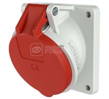 Розетка панельная 16А 7п 6ч 400В IP44 наклонная 20град. фланец 85х85мм винтовые клеммы никел. контакты сер./красн. Mennekes 3022