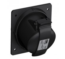 Розетка панельная 216RAM6B 16А 2P+E 6ч с угловым миним. фланцем IP44 черн. ABB 2CMA100543R1000