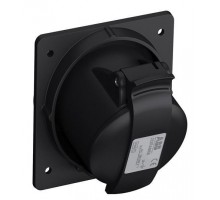 Розетка панельная 232RAM6B 32А 2P+E 6ч с угловым миним. фланцем IP44 черн. ABB 2CMA100546R1000