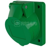 Розетка панельная 32А 3п 4ч 20-50В 100-200Гц IP44 наклонная 20град. фланец 68х62мм винтовые клеммы зел. Mennekes 2852
