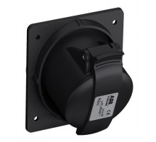 Розетка панельная 416RAM6B 16А 3P+N+E 6ч с угловым миним. фланцем IP44 черн. ABB 2CMA100545R1000