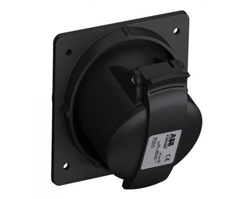 Розетка панельная 416RAM6B 16А 3P+N+E 6ч с угловым миним. фланцем IP44 черн. ABB 2CMA100545R1000
