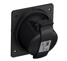 Розетка панельная 432RAM6B 32А 3P+N+E 6ч с угловым миним. фланцем IP44 черн. ABB 2CMA100548R1000