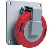 Розетка панельная 432RAU6W 32А 3P+N+E с угловым фланцем IP67 ABB 2CMA166982R1000