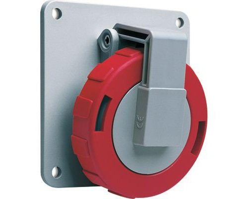 Розетка панельная 432RAU6W 32А 3P+N+E с угловым фланцем IP67 ABB 2CMA166982R1000