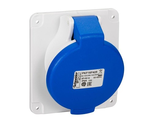 Розетка панельная угловая 16А 3PNE 200-250В винт. IP44 SchE PKF16F425