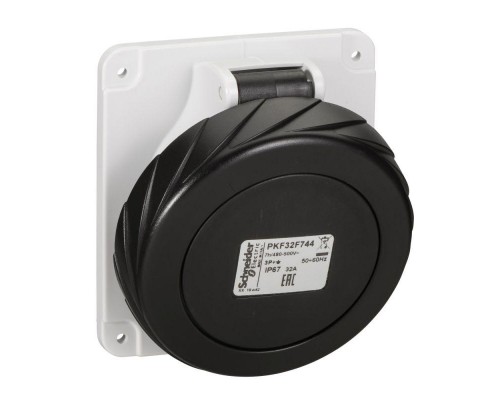 Розетка панельная угловая 32А 3PE 480-500В винт. IP67 SchE PKF32F744