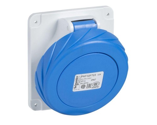 Розетка панельная угловая 32А 3P-E 200-250В винт. IP67 SchE PKF32F724
