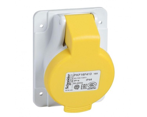 Розетка панельная угловая 32А 3P-N-E 100-130В винт. IP67 SchE PKF32F415