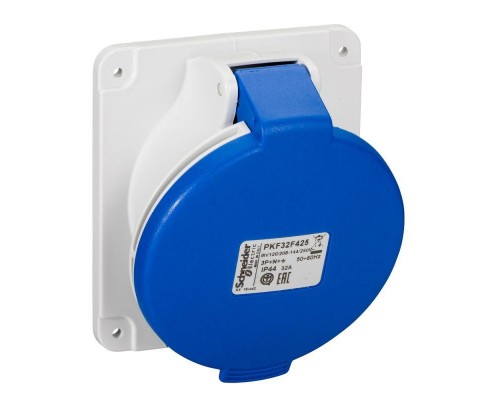 Розетка панельная угловая 32А 3P-N-E 200-250В винт. IP67 SchE PKF32F425
