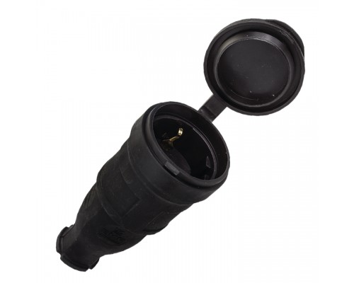 Розетка переносная PROxima 16А IP44 230В 2P+PE с защ. крышкой каучук EKF RPS-012-16-230-44