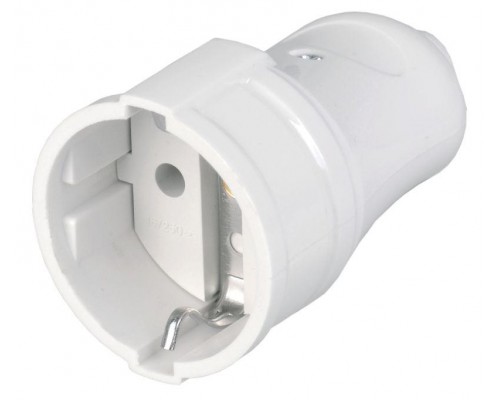 Розетка разборная РПп10-01-Ст 16А прямая разборная с заземл. бел. ИЭК ERP10-16-01-K01