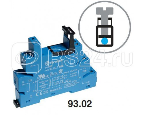 Розетка с винт. клеммами (с зажимной клетью) для реле 41 серии 60В AC/DC в комплекте пластик. клипса опции: LED FINDER 93020060