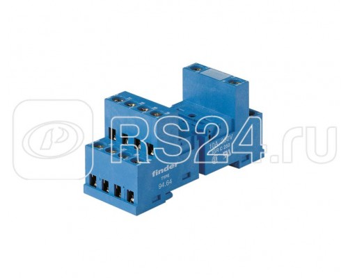Розетка с винт. клеммами (с зажимной клетью) для реле 55.32 55.34 таймера 85.02 85.04 в комплекте металлич. клипса 094.51 син. FINDER 9464SMA