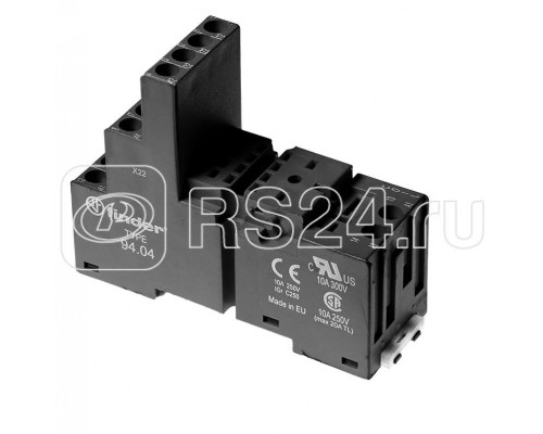 Розетка с винт. клеммами (с зажимной клетью) для реле 55.32 таймера 85.02 модули 86.00 99.02 в комплекте металлич. клипса 094.71 черн. FINDER 94020SMA