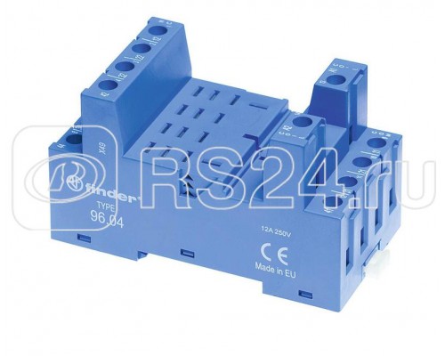 Розетка с винт. клеммами (с зажимной клетью) для реле 56.34 модули 86.00 86.30 99.02 в комплекте металлич. клипса 096.71 син. FINDER 96047SMA