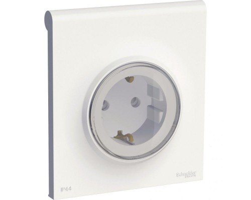 Розетка с защ. крышкой с заземл. IP44 бел. SchE S52R0370W
