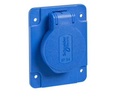 Розетка силовая 10/16А 65х85мм винты сбоку IP54 син. SchE PKS62B