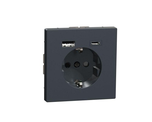 Розетка силовая MERTEN D-Life 16А с зарядкой USB A+C 3А антрацит SchE MTN2367-6034