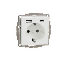 Розетка силовая MERTEN SM 16А с зарядкой USBА+C 3А активный бел. SchE MTN2367-0325