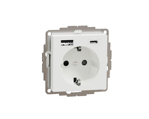 Розетка силовая MERTEN SM 16А с зарядкой USBА+C 3А активный бел. SchE MTN2367-0325