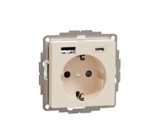 Розетка силовая MERTEN SM 16А с зарядкой USBА+C 3А беж SchE MTN2367-0344