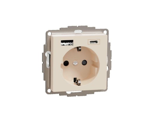 Розетка силовая MERTEN SM 16А с зарядкой USBА+C 3А беж SchE MTN2367-0344