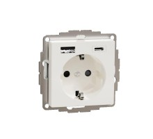 Розетка силовая MERTEN SM 16А с зарядкой USBА+C 3А полярн. бел. SchE MTN2367-0319