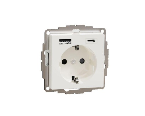 Розетка силовая MERTEN SM 16А с зарядкой USBА+C 3А полярн. бел. SchE MTN2367-0319