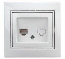 Розетка СП Plano 1-302-01 телефонная RJ11 IP20 бел. Intro Б0027619