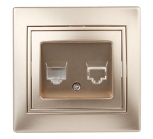 Розетка СП Plano 1-302-04 телефонная RJ11 IP20 шампань Intro Б0030083