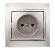 Розетка СП Plano 2P 1-201-03 16А-250В IP20 алюм. Intro Б0030054