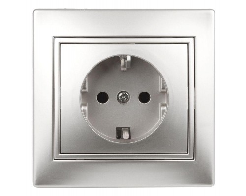 Розетка СП Plano 2P+E Schuko 1-202-03 16А-250В IP20 алюм. Intro Б0030058