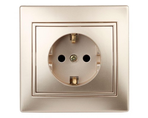 Розетка СП Plano 2P+E Schuko 1-202-04 16А-250В IP20 шампань Intro Б0030059