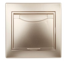 Розетка СП Plano 2P+E Schuko 1-203-04 16А-250В с крышкой IP20 шампань Intro Б0030063