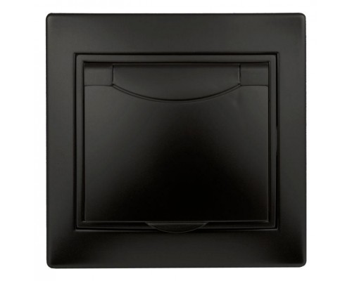 Розетка СП Plano 2P+E Schuko 1-203-05 16А-250В с крышкой IP20 антрацит Intro Б0044568