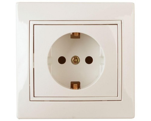 Розетка СП Plano 2P+E Schuko 1-206-02 16А-250В с защ. шторками IP20 сл. кость Intro Б0029846