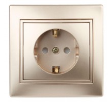 Розетка СП Plano 2P+E Schuko 1-206-04 16А-250В с защ. шторками IP20 шампань Intro Б0030075
