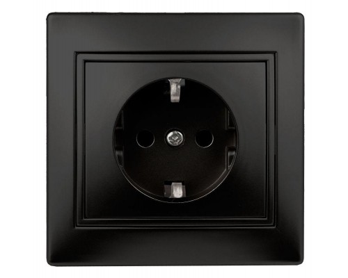 Розетка СП Plano 2P+E Schuko 1-206-05 16А-250В с защ. шторками IP20 антрацит Intro Б0044571