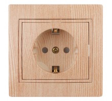 Розетка СП Plano 2P+E Schuko 1-206-11 16А-250В с защ. шторками IP20 сосна Intro Б0030077