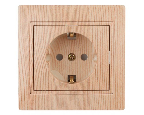 Розетка СП Plano 2P+E Schuko 1-206-11 16А-250В с защ. шторками IP20 сосна Intro Б0030077