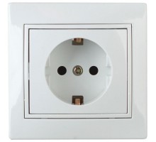 Розетка СП Plano 2P+E Schuko 1А-206-01 16А-250В Al+Cu с защ. шторками бел. Intro Б0038595