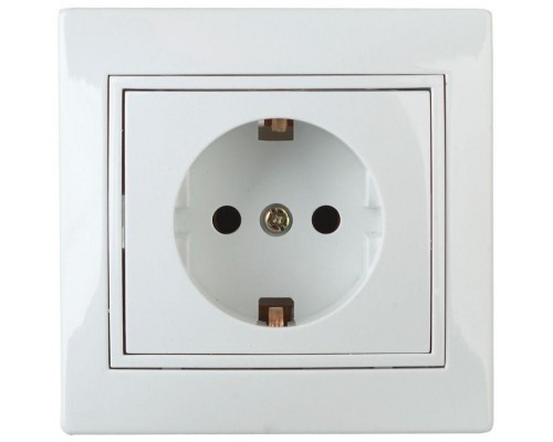 Розетка СП Plano 2P+E Schuko 1А-206-01 16А-250В Al+Cu с защ. шторками бел. Intro Б0038595