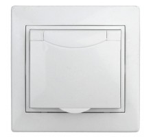 Розетка СП Plano 2P+E Schuko 1А-207-01 16А-250В Al+Cu с защ. шторками с крышкой бел. Intro Б0038596
