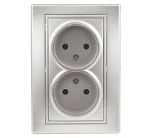 Розетка СП Plano 2х2P 1-204-03 16А-250В IP20 алюм. Intro Б0030066