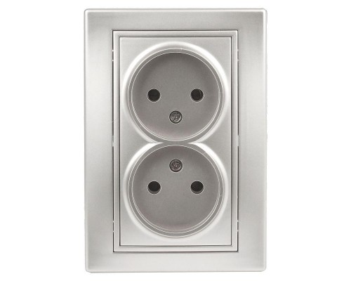 Розетка СП Plano 2х2P 1-204-03 16А-250В IP20 алюм. Intro Б0030066