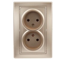 Розетка СП Plano 2х2P 1-204-04 16А-250В IP20 шампань Intro Б0030067