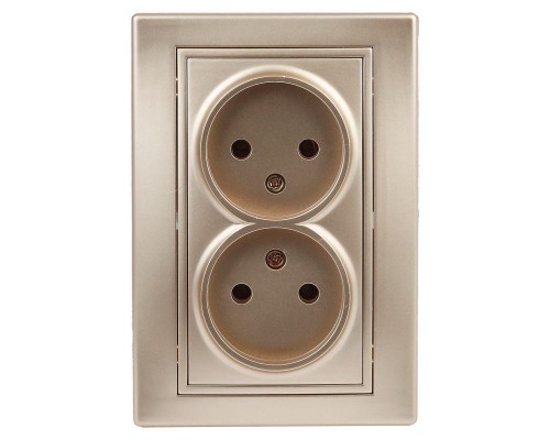 Розетка СП Plano 2х2P 1-204-04 16А-250В IP20 шампань Intro Б0030067